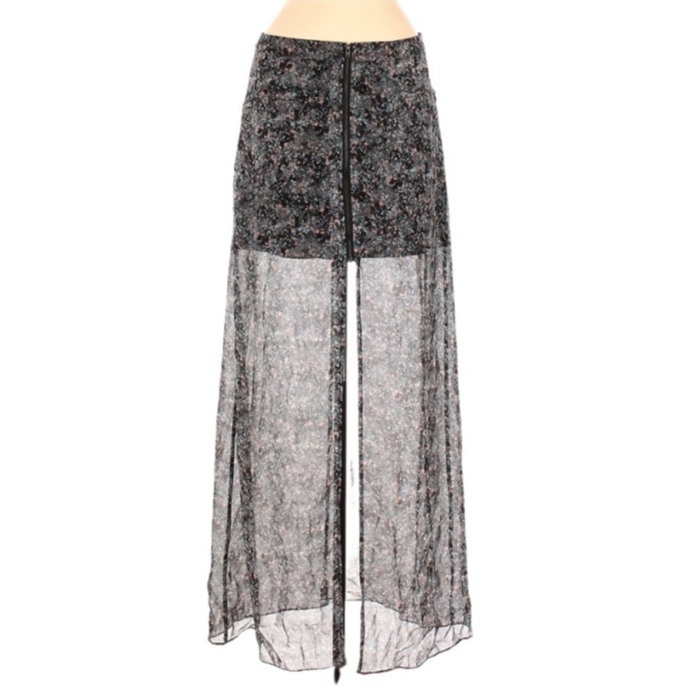 BCBG Floral Black Sheer Skirt
